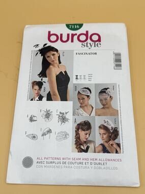 Burda Style 7116 Fascinator Hat Sewing Pattern Headpiece Uncut Complete